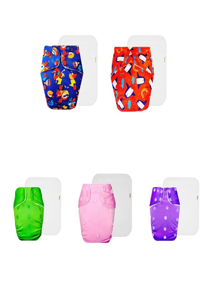 Dumbledo Premium Cloth Diaper with Cotton Insert (Pack of 5) | Soft & Gentle | Breathable | Easy to Clean | All-Day Wear | 3 Months - 3 Years | Unisex Baby - Image 1