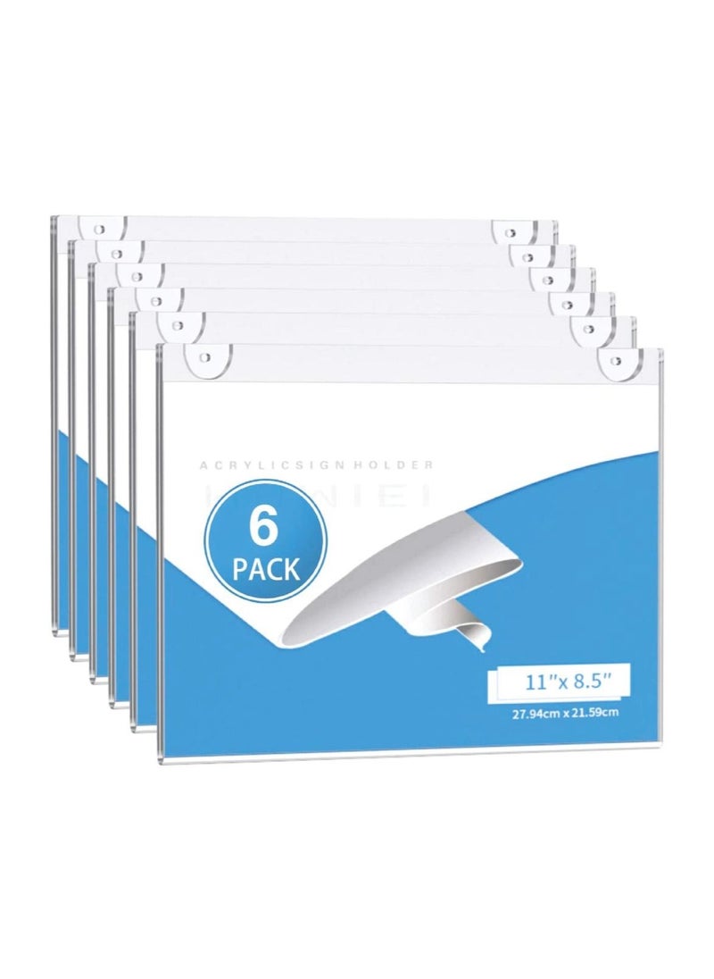 SMARTPOINTS Acrylic Wall Mount Sign Holder 8.5 x 11 Horizontal 12 Pack, Clear Paper Document Holder, Wall Mount Ad Frame with 3m Tape Adhesives & Screws for Office, Home, Store, Restaurant  - Image 1