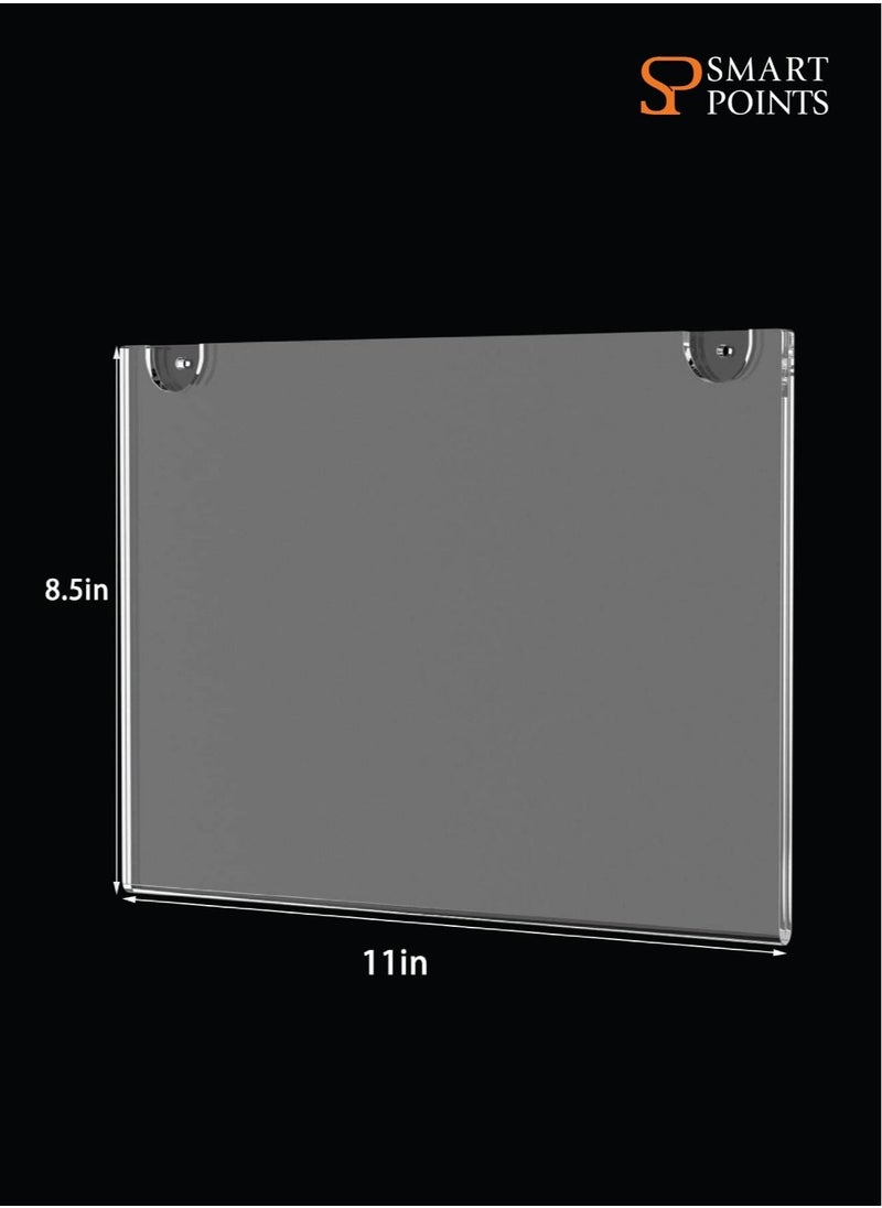 SMARTPOINTS Acrylic Wall Mount Sign Holder 8.5 x 11 Horizontal 12 Pack, Clear Paper Document Holder, Wall Mount Ad Frame with 3m Tape Adhesives & Screws for Office, Home, Store, Restaurant  - Image 5