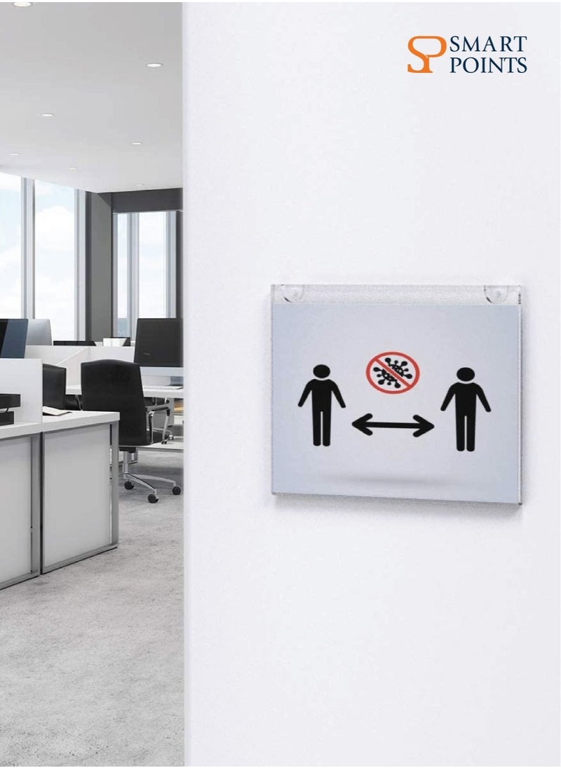 SMARTPOINTS Acrylic Wall Mount Sign Holder 8.5 x 11 Horizontal 12 Pack, Clear Paper Document Holder, Wall Mount Ad Frame with 3m Tape Adhesives & Screws for Office, Home, Store, Restaurant  - Image 3