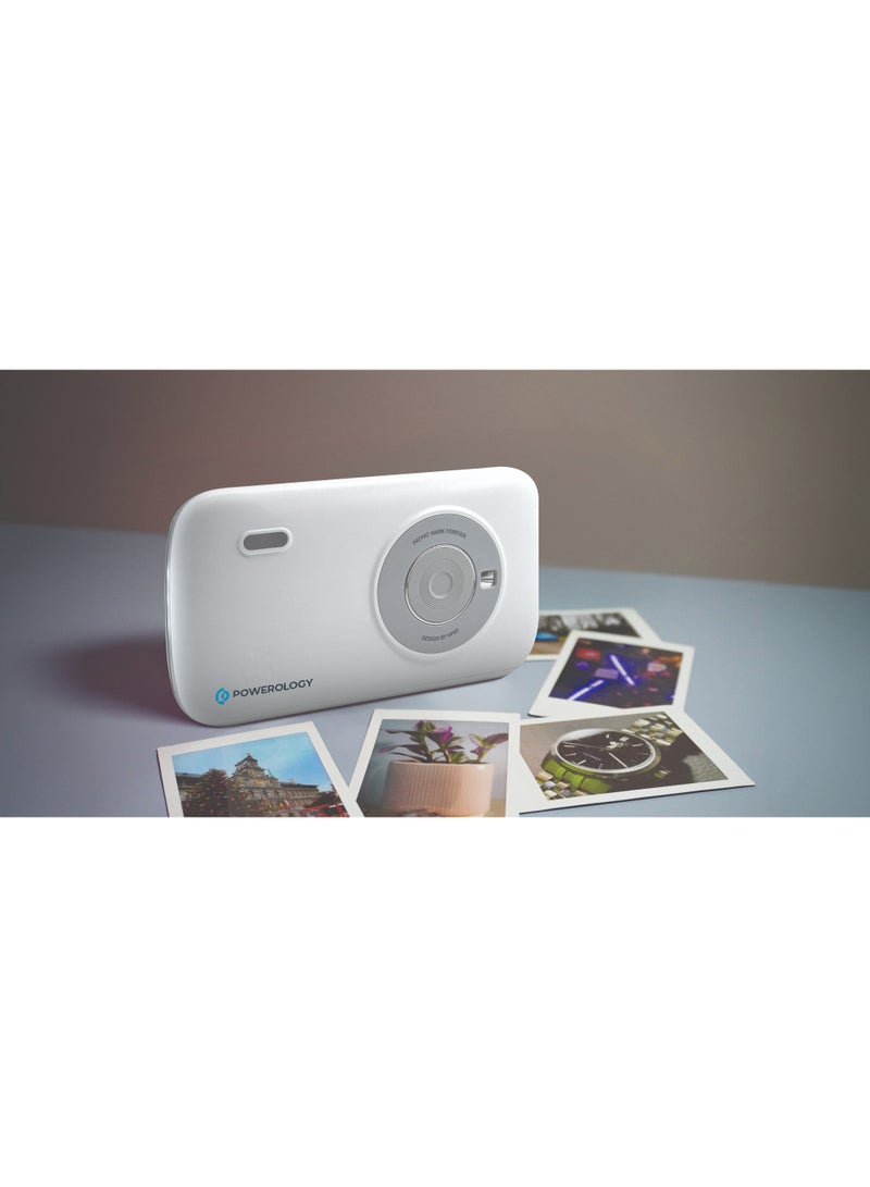 Powerology Vivant Mini Thermal Printer with 300 DPI Resolution/40 Seconds Fast Printing/ Rechargeable Compact & Portable Printer/Bluetooth/ Inkless Printing High Quality Photos - White - Image 5