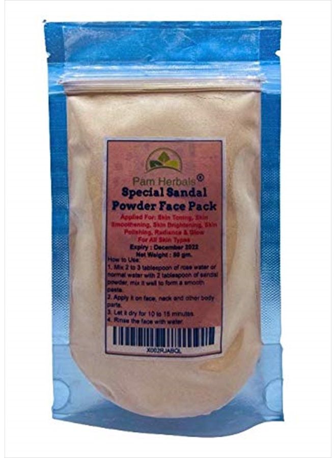 Pam Herbals Special Sandalwood DIY Powder For Face pack,Worship & Auspicious occasions (Sandalwood Powder 50g Pouch) 