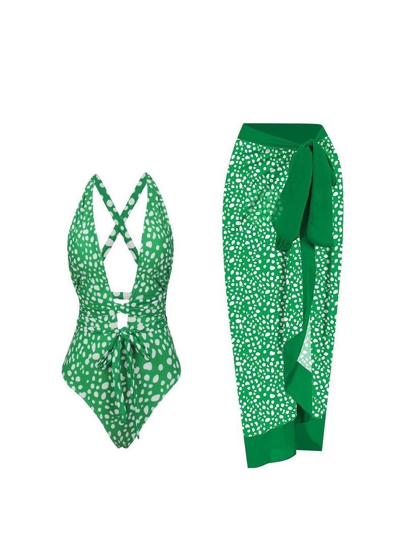 Y&D 2-Piece Women Swimsuit with Skirt Holiday Beach Dress Female Retro Swimwear Vintage Surf Wear Summer - Image 1
