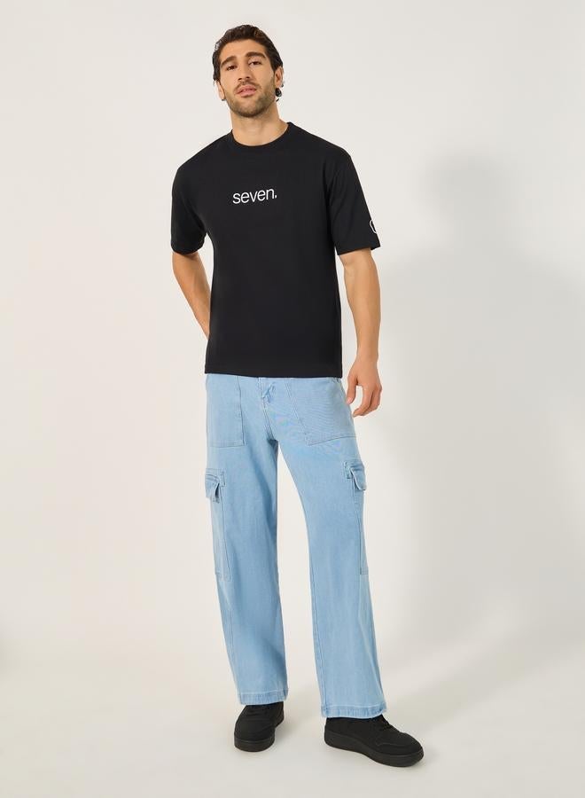 Styli Slogan Print Crew Neck Oversized T-Shirt - Image 2