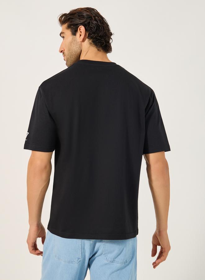 Styli Slogan Print Crew Neck Oversized T-Shirt - Image 5