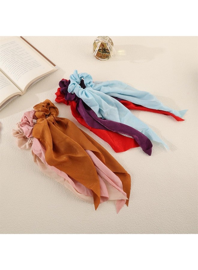 ZAVVU KRIZOUS ZAVVU & KRIZOUS Plain Ribbon Scarf Scrunchies, Vintage Ponytail Holder Ties, Anti-Hair-Breakage, Stylish Scrunchies for Girls, Women, Hair Ties, Best gift for Sister, Friend, Mom, 1 Pc - Multicolor. - Image 5