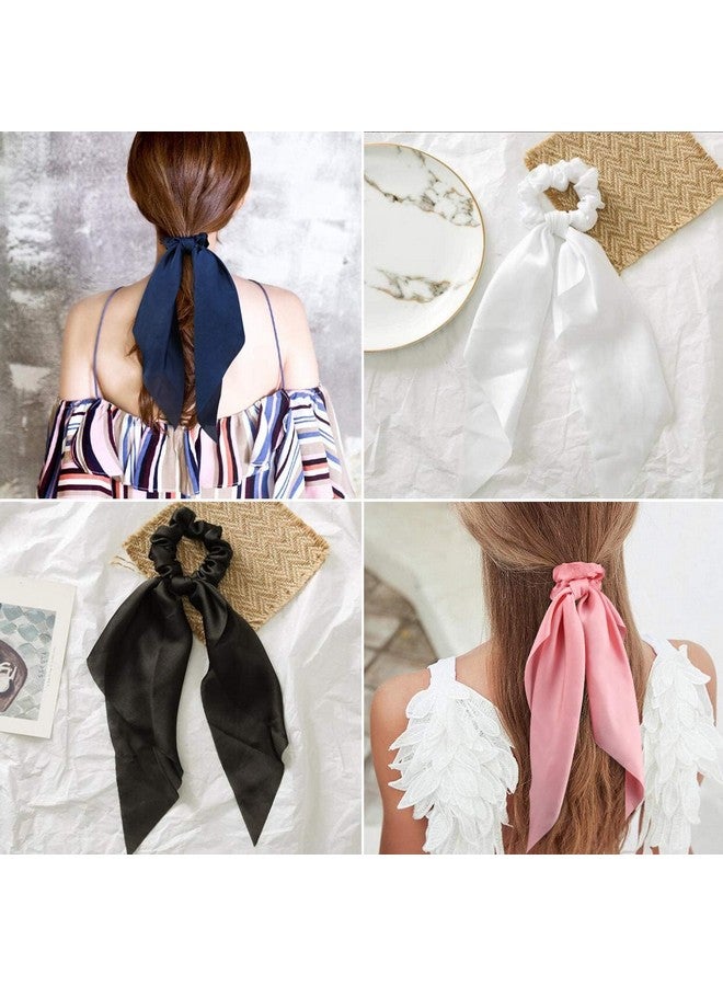 ZAVVU KRIZOUS ZAVVU & KRIZOUS Plain Ribbon Scarf Scrunchies, Vintage Ponytail Holder Ties, Anti-Hair-Breakage, Stylish Scrunchies for Girls, Women, Hair Ties, Best gift for Sister, Friend, Mom, 1 Pc - Multicolor. - Image 4