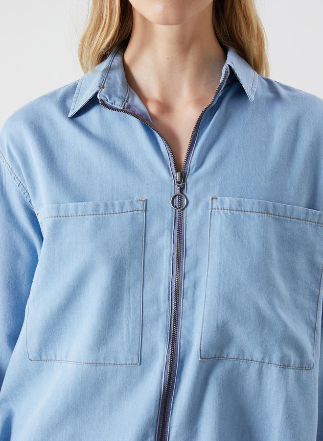 LC WAIKIKI Collared Neck Women's Denim Tunic - Image 3