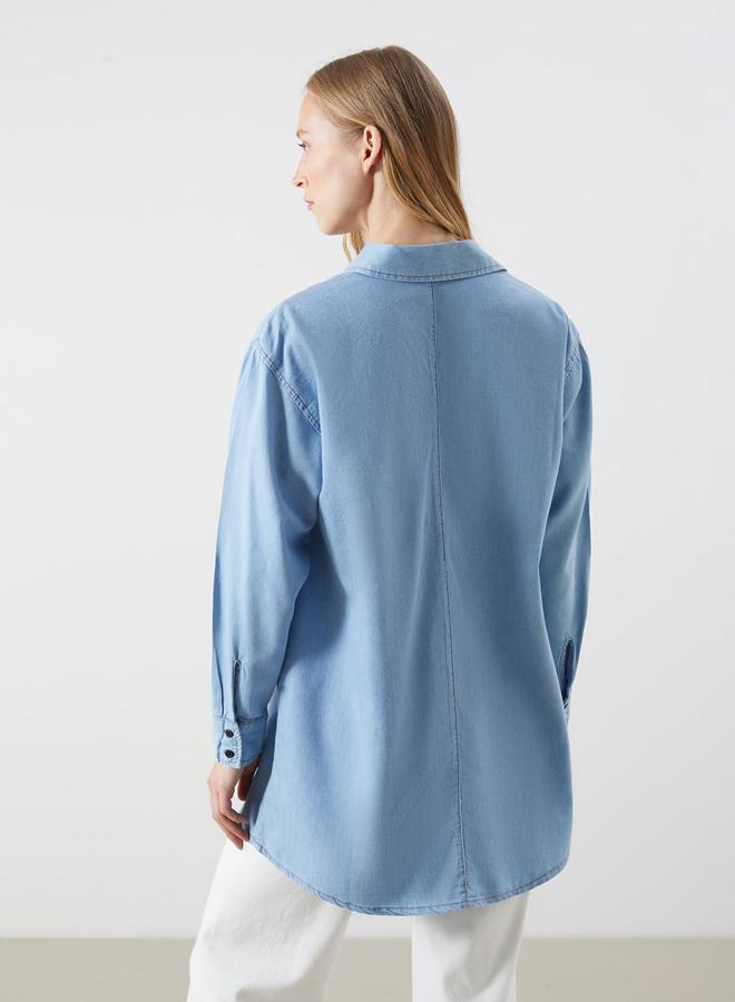 LC WAIKIKI Collared Neck Women's Denim Tunic - Image 4
