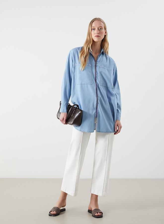LC WAIKIKI Collared Neck Women's Denim Tunic - Image 2