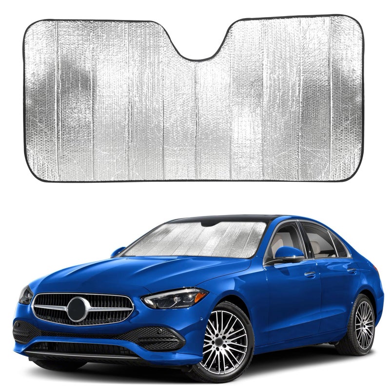 EcoNour Accordion Car Windshield Sun Shade Reflective Car Window Shades for UV Sun Protection Foldable Windshield Cover Keeps Interior Cool 26 x 56 Inches