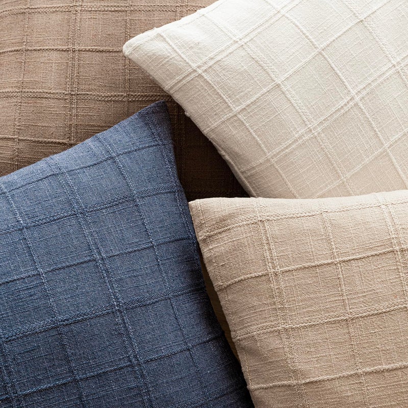Foindtower Foindtower Set of 2 Decorative Linen Check Throw Pillow Covers Neutral Farmhouse Vintage Cushion Covers Modern Boho Home Decor for Sofa Chair Couch Bedroom Living Room Outdoor 22?22 Inch Cream White  - Image 4