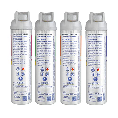 Cotton Mist Air Freshner Spray Pack of 4 Manjula, Musk, Orange, IRIS (280gm each) - Image 2