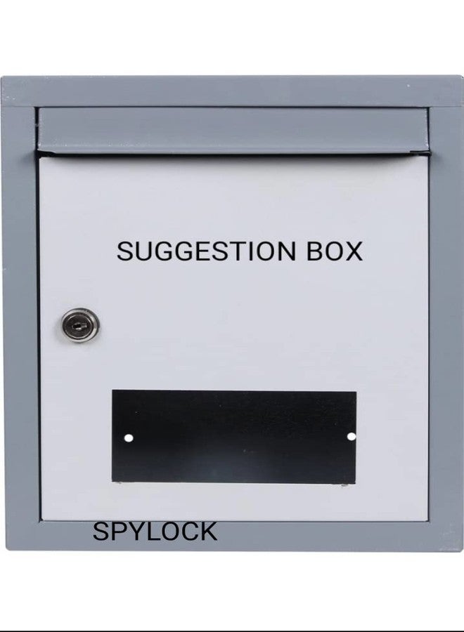 SPYLOCK Metal Suggestion Box/Compaint Box/Mail Box/Letter Box/Wall Mountable Box/Donation Box/Suggestion Box for Office -School-Collage Grey - Image 1