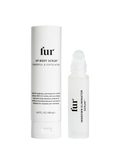 Fur Fur KP Body Scrub and Ingrown Eliminator Serum Rollerball Bundle KP Body Scrub with Powerful 14 AHAs for Keratosis Pilaris and Rollerball Serum for Ingrown Hair Treatment 