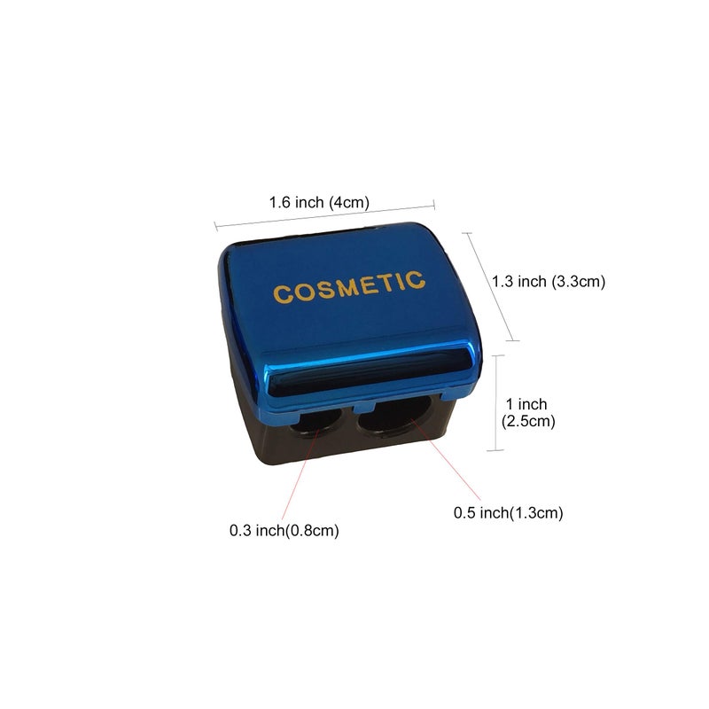 JOSALINAS Dual Makeup Sharpener (2 Pack) for Cosmetic Eyebrow Eyeliner Pencil Blue - Image 2