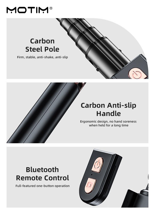 Handheld Phone Gimbal Stabilizer with Fill Light, Selfie Stick Tripod with 110cm Extension Rod, Mini AR Sensor Shaft with 360° Face Tracking, Smartphones Gimbal Stabiliser for Vlogging YouTube TikTok video Stabilizer, for iPhone & Android