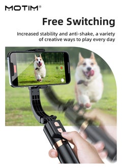 Motim Handheld Phone Gimbal Stabilizer with Fill Light, Selfie Stick Tripod with 110cm Extension Rod, Mini AR Sensor Shaft with 360° Face Tracking, Smartphones Gimbal Stabiliser for Vlogging YouTube TikTok video Stabilizer, for iPhone & Android  - Image 3