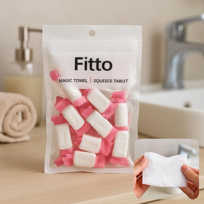 Fitto Magic Towel Squeeze Tablets - Pack of 15 Compact Towels - Image 3