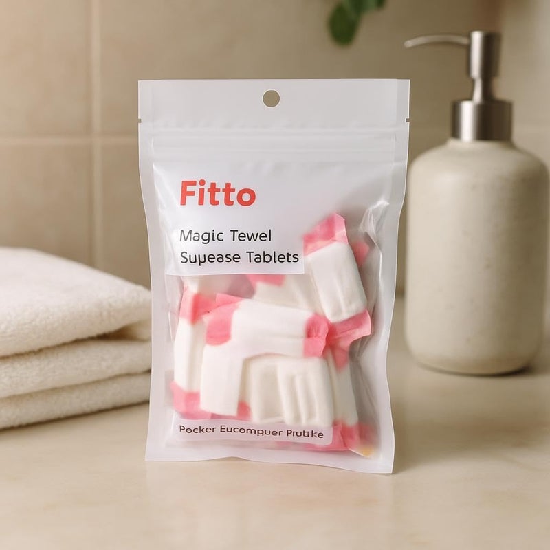Fitto Magic Towel Squeeze Tablets - Pack of 15 Compact Towels - Image 2