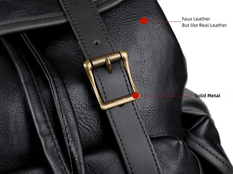 باوشا حقيبة ظهر للكمبيوتر المحمول مقاس 15.6 بوصة من الجلد النباتي، حقيبة ظهر للتنزه والتخييم، حقيبة سفر وحقيبة ظهر كاجوال للأعمال، CN-01 - Image 4