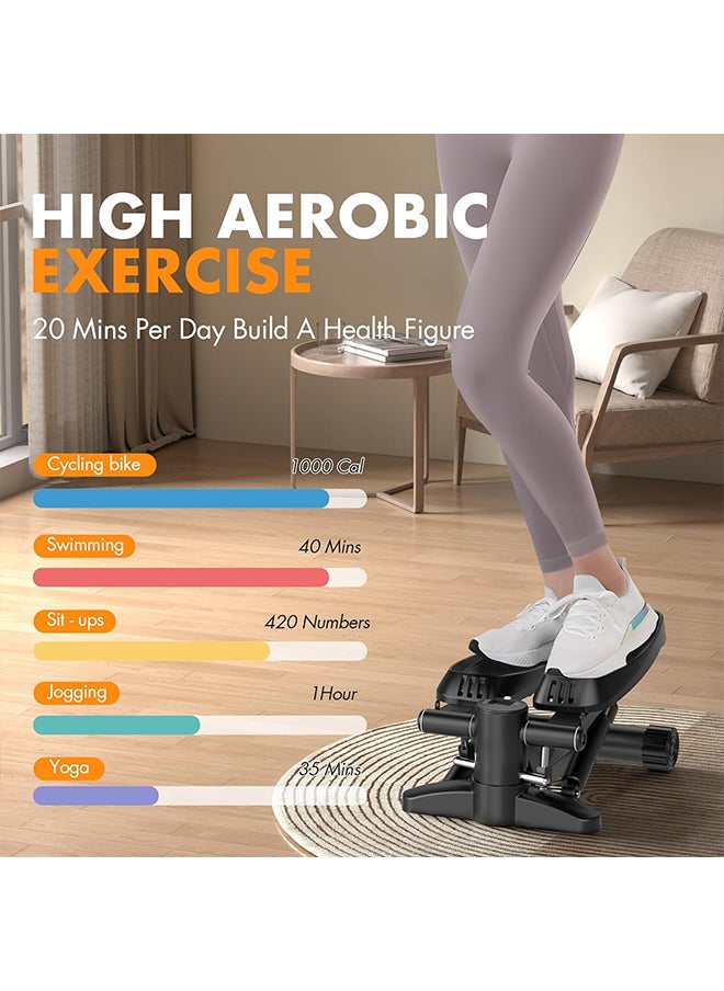 Sharpdo - Mini Mute The Sound Stair Stepper,300LBS Loading Capacity, with LCD Monitor Resistance Rope Hydraulic Fitness Stepper for Home Desk or Office Workouts - Image 1