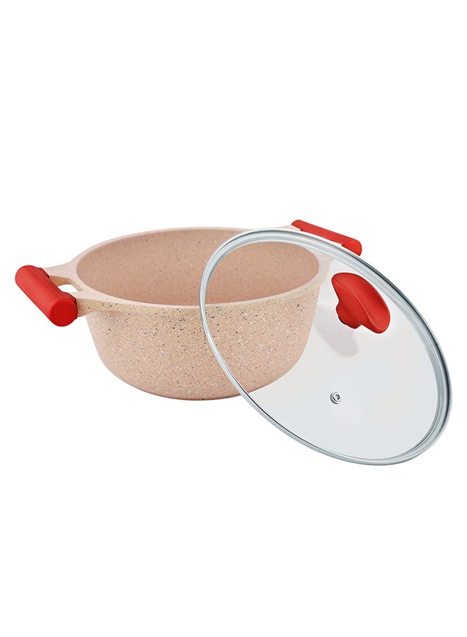 Prestige 12-Piece Granite Non-Stick Aluminium Essentials Gas Stovetop Compatible Cookware Set Includes 1xCasserole With Lid 20cm, 1xCasserole With Lid 24 cm, 1xCasserole With Lid 26 cm, 1xCasserole With Lid 28 cm, 1xFrying Pan 24 cm, 3x Cooking Tool Pink - Image 5
