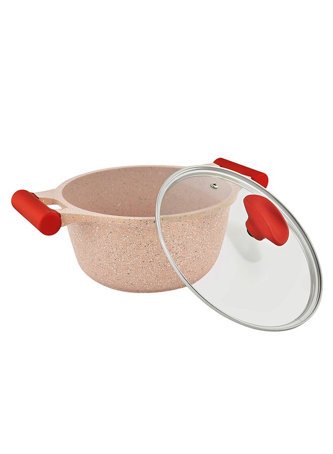 Prestige 12-Piece Granite Non-Stick Aluminium Essentials Gas Stovetop Compatible Cookware Set Includes 1xCasserole With Lid 20cm, 1xCasserole With Lid 24 cm, 1xCasserole With Lid 26 cm, 1xCasserole With Lid 28 cm, 1xFrying Pan 24 cm, 3x Cooking Tool Pink - Image 4