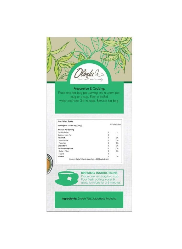 Olinda Matcha Green Tea Infusion 25 Tea Bags 50 G - Image 4