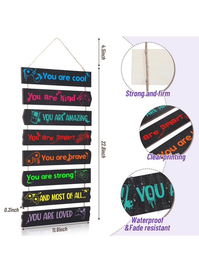 Maitys Game Room Decor for Boys Bedroom, Inspirational Wall Decoration, Wood Gaming Room Decor for Boys Playroom, Hanging Plaques Signs for Teen Gamer Bedroom - Image 2