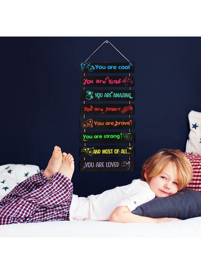 Maitys Game Room Decor for Boys Bedroom, Inspirational Wall Decoration, Wood Gaming Room Decor for Boys Playroom, Hanging Plaques Signs for Teen Gamer Bedroom - Image 5