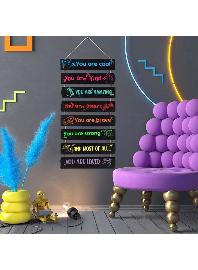Maitys Game Room Decor for Boys Bedroom, Inspirational Wall Decoration, Wood Gaming Room Decor for Boys Playroom, Hanging Plaques Signs for Teen Gamer Bedroom - Image 3