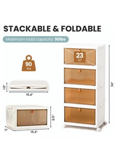 4 Tier Cabinet organizer, Foldable Container  with  Wheels，Drawer Unit with Wheels and Doors, Storage Box for Home Kitchen Bedroom - pzsku/Z9363166EC50308D19D76Z/45/_/1734677216/fe45f30a-c524-4fe9-80cf-539669a5cd20