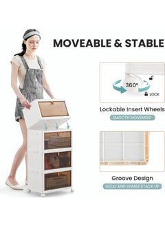 4 Tier Cabinet organizer, Foldable Container  with  Wheels，Drawer Unit with Wheels and Doors, Storage Box for Home Kitchen Bedroom - pzsku/Z9363166EC50308D19D76Z/45/_/1734677307/99ab01b0-df33-4208-a5bb-67a11cf08839