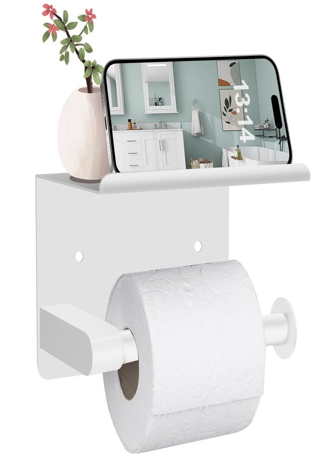 Bjiotun Self Adhesive Toilet Paper Holder White, Bathroom Toilet Paper Holder Wall Mount, Heavy Duty Rustproof Towel Holder for Bathroom and Kitchen - Image 1