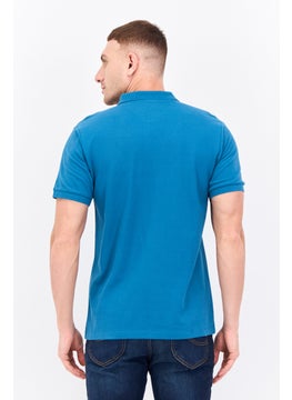 LEE Men Regular Fit Embroidered Logo Short Sleeves Polo, Teal Blue  - Image 3