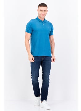 LEE Men Regular Fit Embroidered Logo Short Sleeves Polo, Teal Blue  - Image 4