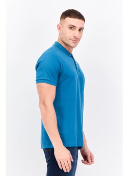 LEE Men Regular Fit Embroidered Logo Short Sleeves Polo, Teal Blue  - Image 2