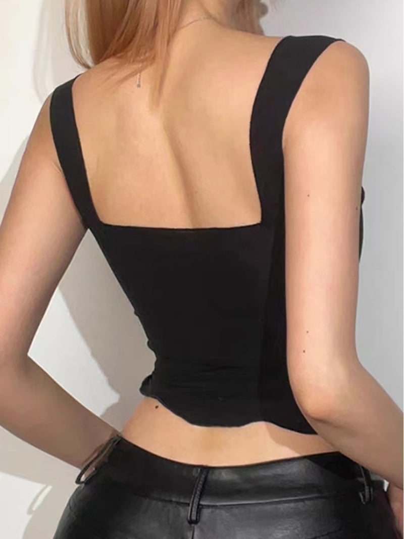 2025 Clothing Versatile Bottoming Square Collar Vest With Suspbottomer Fashion - Image 3