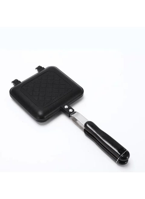 Household Hong Kong-style QQ Egg Cake Machine Plum Blossom Egg Mould Baking Cake Machine Gas-fired Non-stick Double-sided-Specifications:Patterned Sandwich Pan-Size:Black