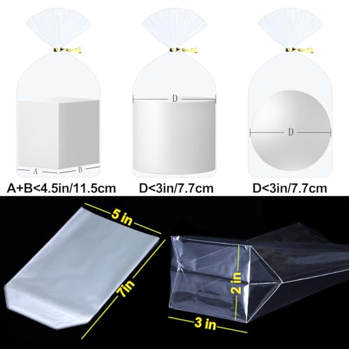 ZIMCEMS 100Pcs 5X7 inch Bottom Gusset Bags Clear Cellophane Gift Bags Plastic Gift Wrap Cello Bags for Party Favor Treats, Goodie,Bakery Cookie, Candy with 5" Twist Ties - Image 4