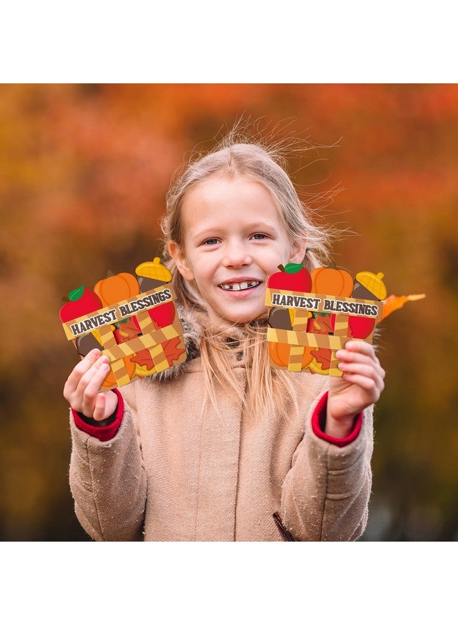 BeYumi Fall Harvest Basket Craft - 28Pcs Fall Harvest Blessing Basket Craft Kit Diy Autumn Religious Bushell Of Thanks Thanksgiving Gratitude Paper Craft Supplies School Classroom Activities For Kids - Image 4