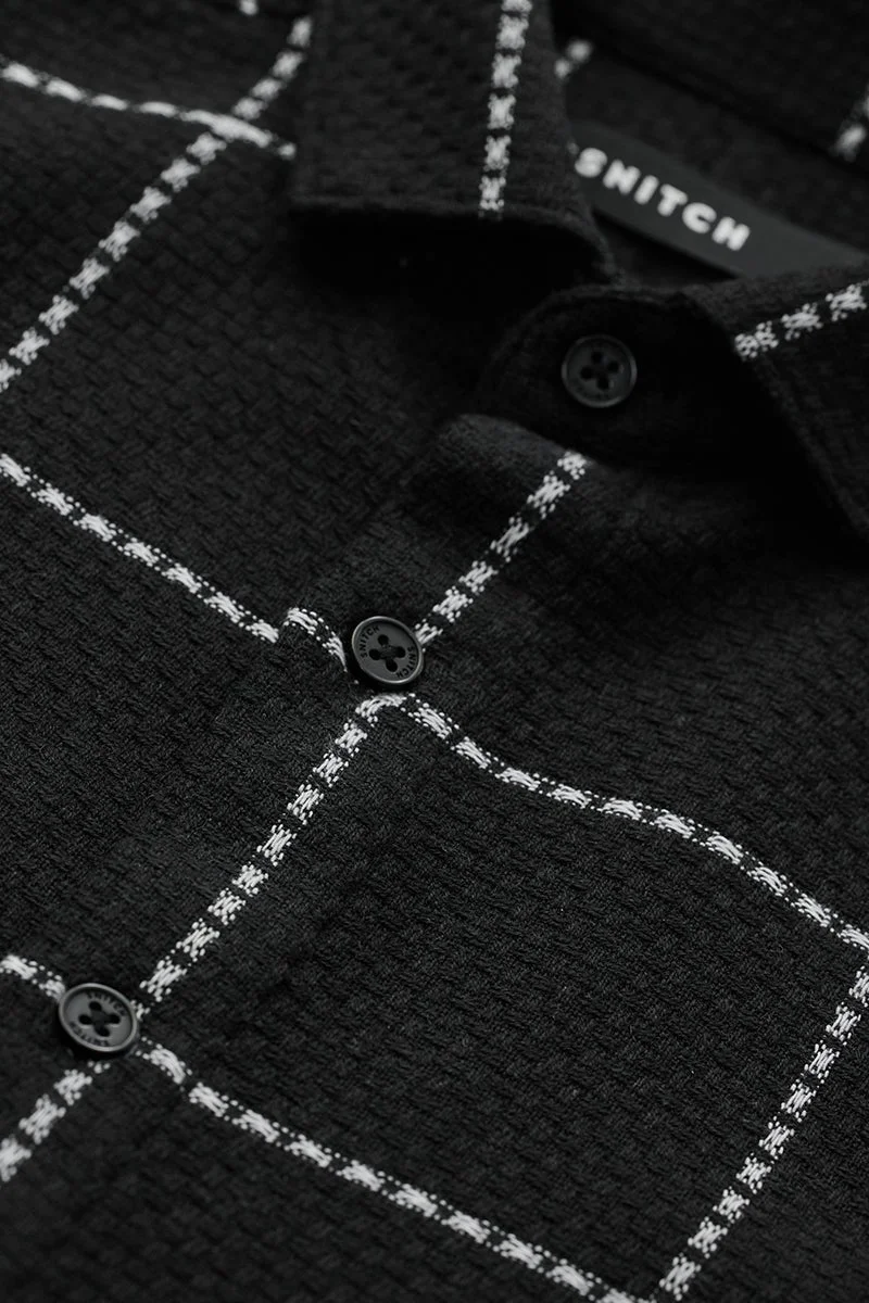 SNITCH Black Checks Slim Fit Shirt