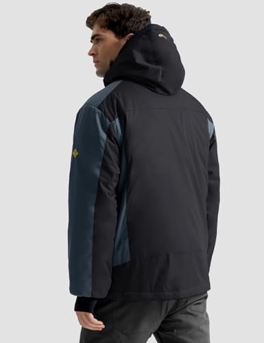 GEMYSE Men's Mountain Waterproof Ski Snow Jacket Winter Windproof Rain Jacket (Black Grey,Large) - Image 3