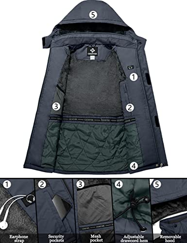 GEMYSE Men's Mountain Waterproof Ski Snow Jacket Winter Windproof Rain Jacket (Black Grey,Large) - Image 5