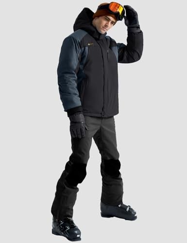 GEMYSE Men's Mountain Waterproof Ski Snow Jacket Winter Windproof Rain Jacket (Black Grey,Large) - Image 4