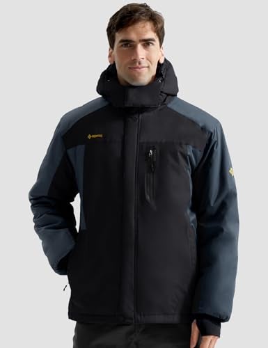 GEMYSE Men's Mountain Waterproof Ski Snow Jacket Winter Windproof Rain Jacket (Black Grey,Large) - Image 2