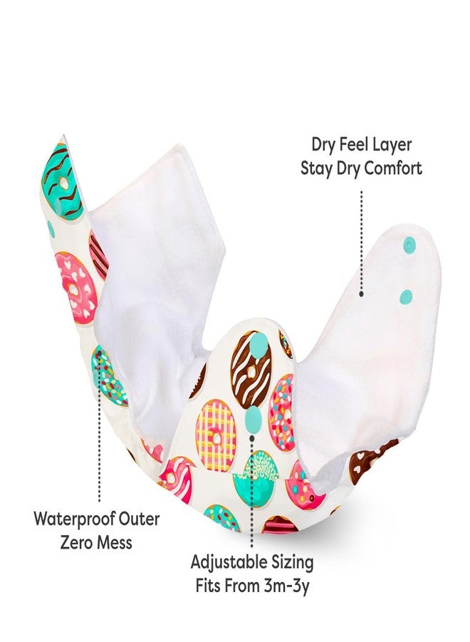 superbottoms Basic -1 Certified Soft Fleece Lined Pocket Diaper with 1 Cotton Terry Insert Non Stay Dry with Snaps-Free Size Cloth (Donut) - Image 5