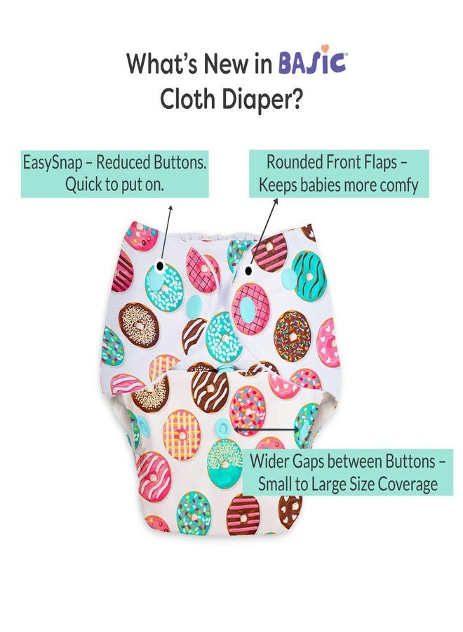 superbottoms Basic -1 Certified Soft Fleece Lined Pocket Diaper with 1 Cotton Terry Insert Non Stay Dry with Snaps-Free Size Cloth (Donut) - Image 2