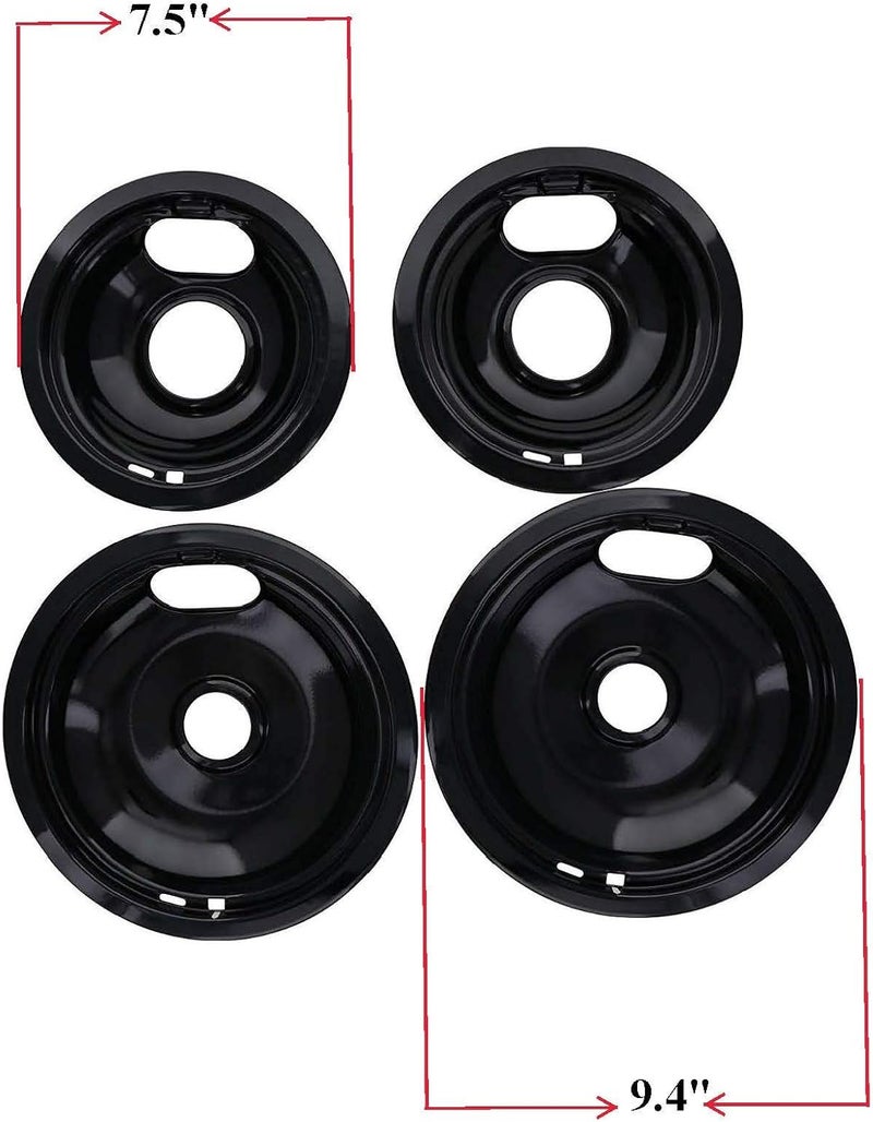 Kitchen Basics 101 Made in the USA 2024 Upgraded W10290350 W10290353 Porcelain Burner Drip Pan Bowls - Compatible with Whirlpool Electric Range, Cooktop 4 Pack - Image 2